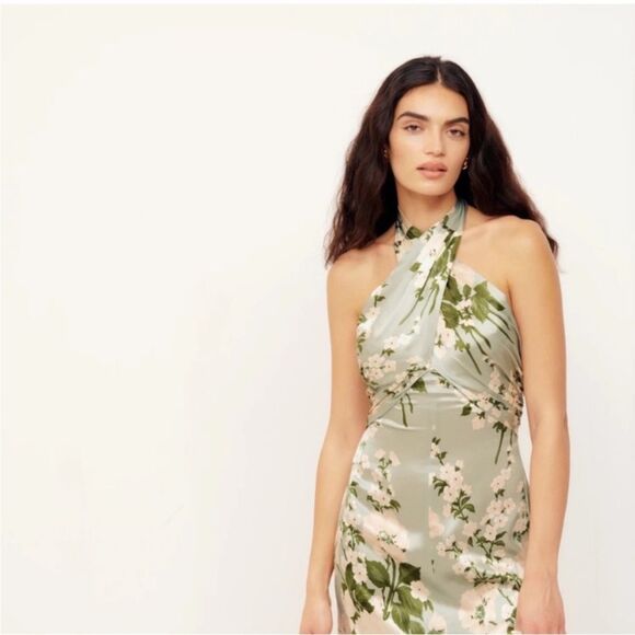 Reformation Green Silk Veria Dress - Picture 6 of 10